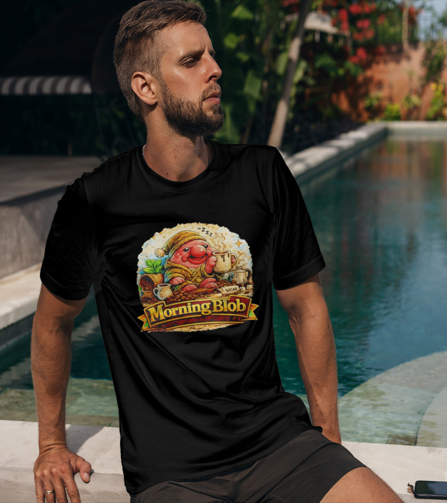 Cozy Morning Blob Coffee Drinker Sugar Delight Relaxation T-Shirt