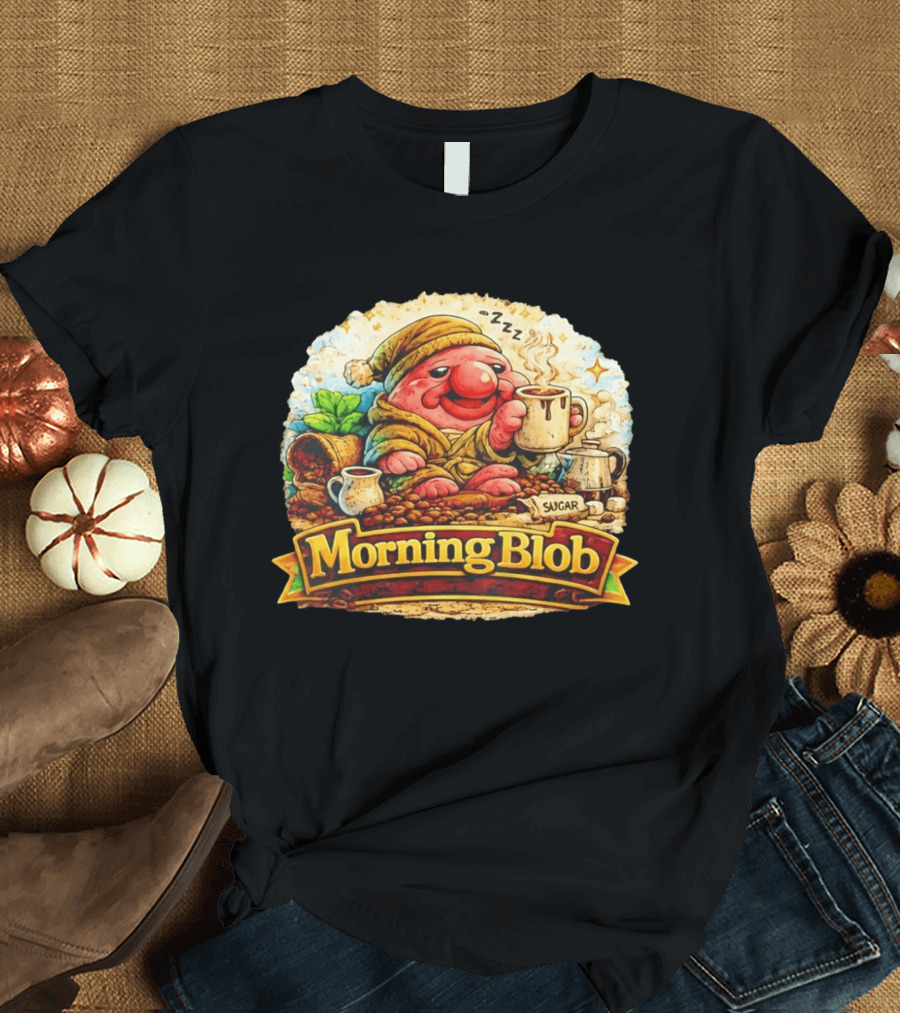 Cozy Morning Blob Coffee Drinker Sugar Delight Relaxation T-Shirt