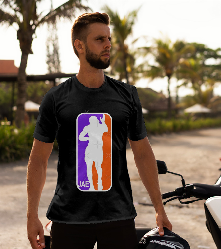 Jae Basketball Pose Purple And Orange T-Shirt