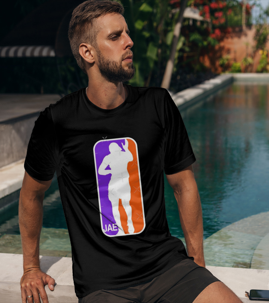 Jae Basketball Pose Purple And Orange T-Shirt