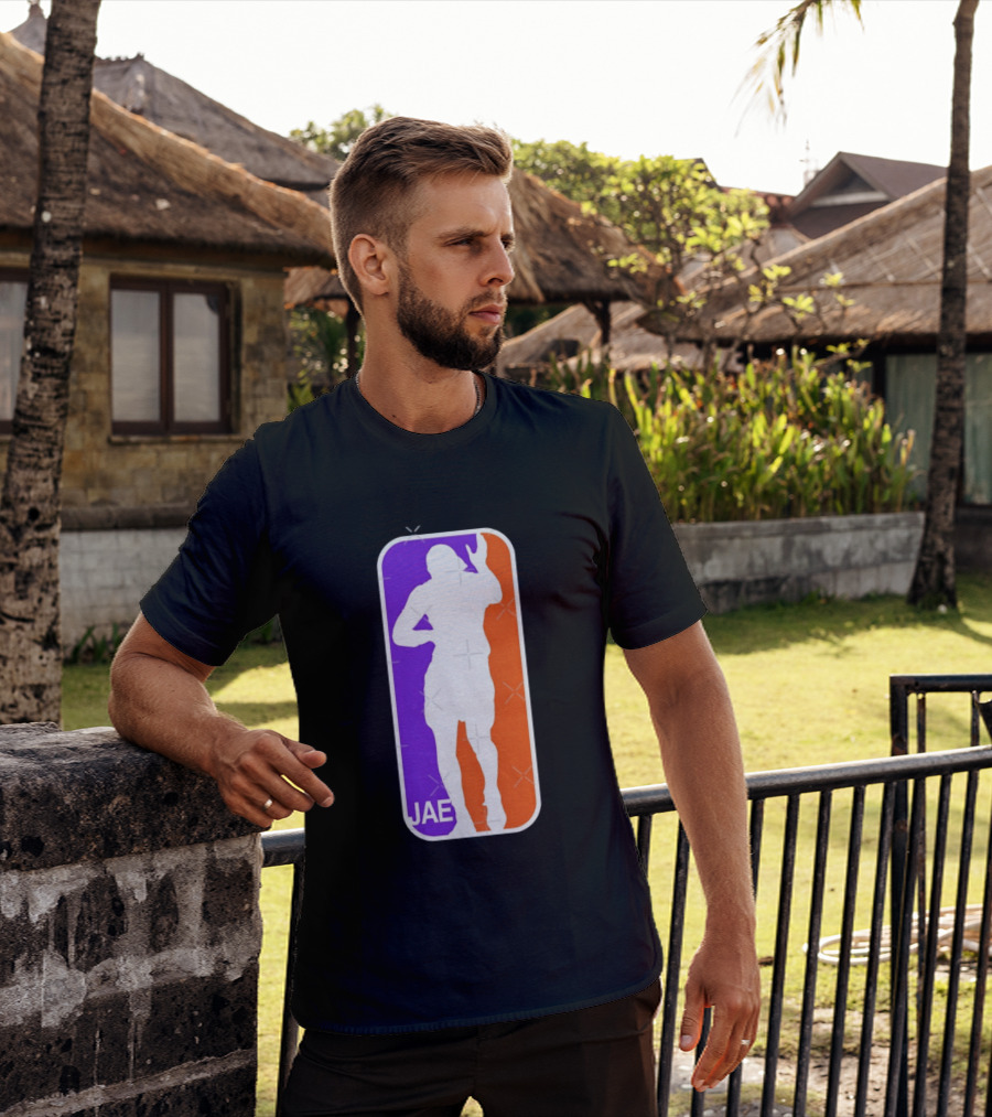 Jae Basketball Pose Purple And Orange T-Shirt