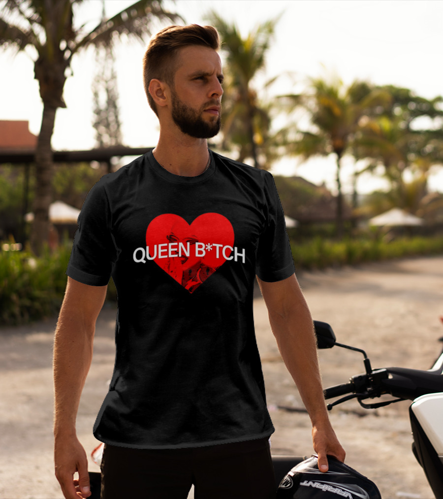 Queen B*tch Bold Typography Houston Hardcore Heart T-Shirt