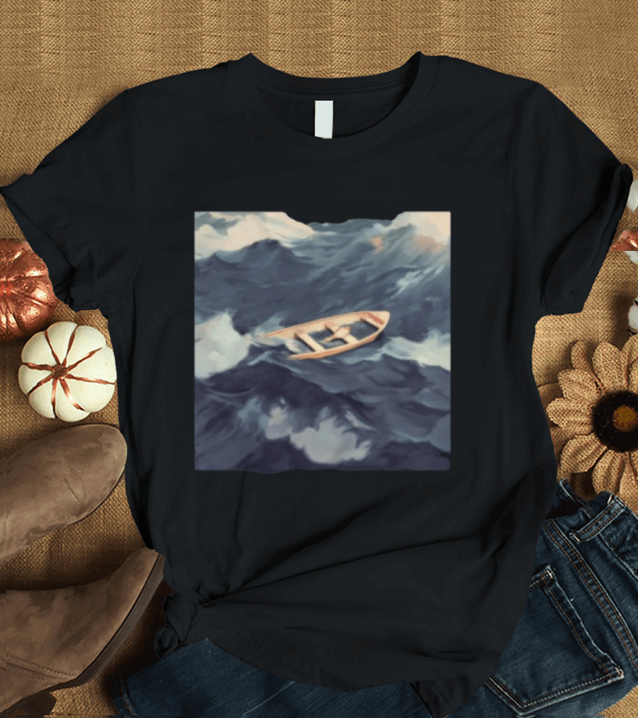 Morat Store Demasiado Lejos Boat On Stormy Seas Crewneck T-Shirt