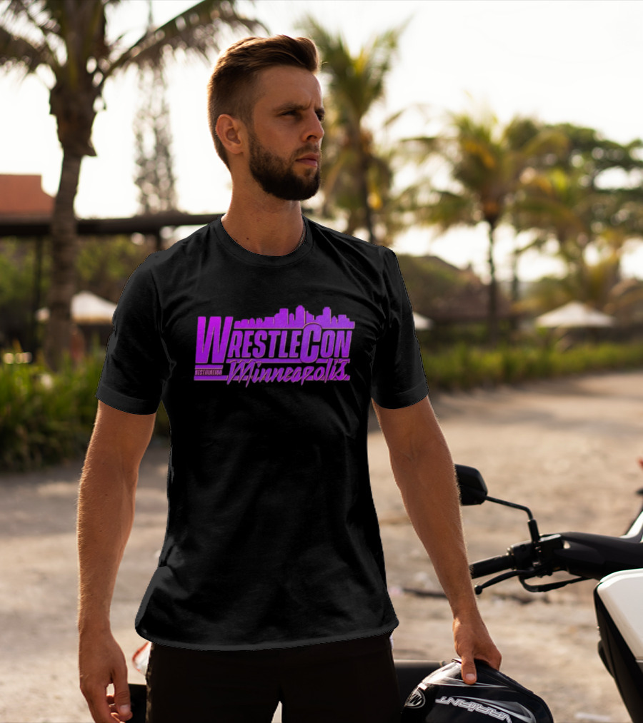 WrestleCon Destination Minneapolis Professional Wrestling Event Skyline T-Shirt