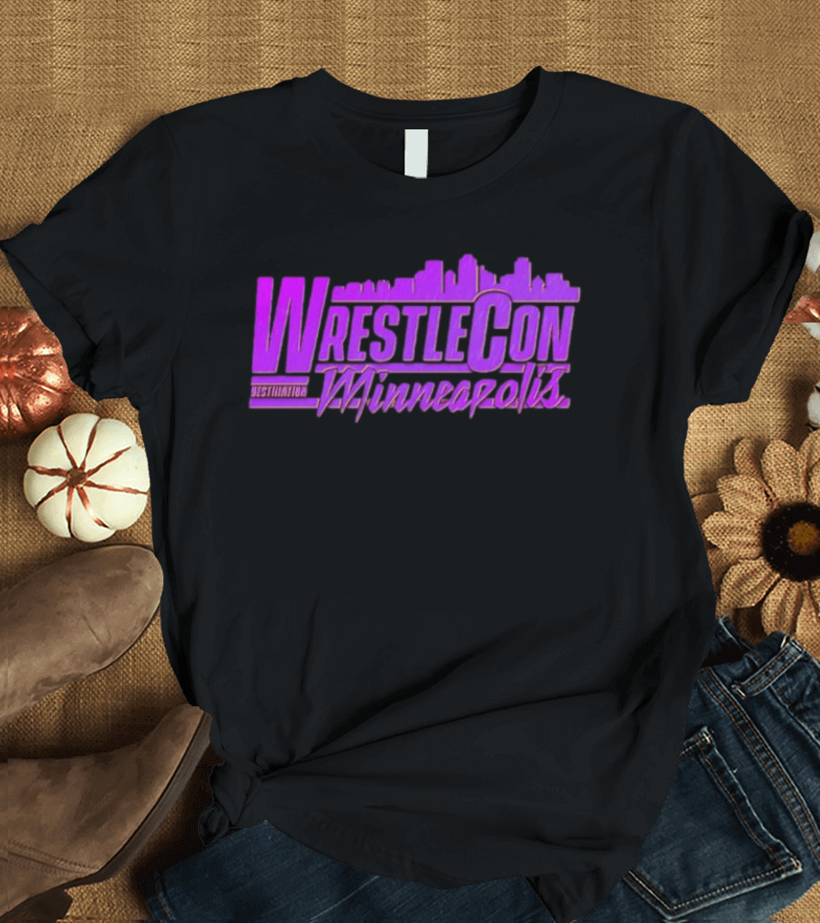 WrestleCon Destination Minneapolis Professional Wrestling Event Skyline T-Shirt