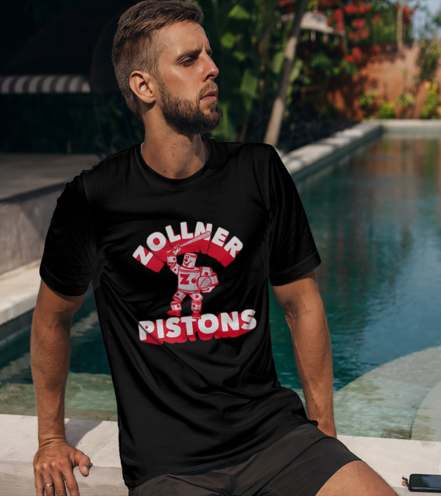 Zollner Pistons Vintage Robot Baseball Character NBA History T-Shirt