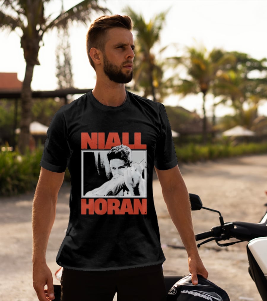 Niall Horan Playing Guitar Black And White T-Shirt