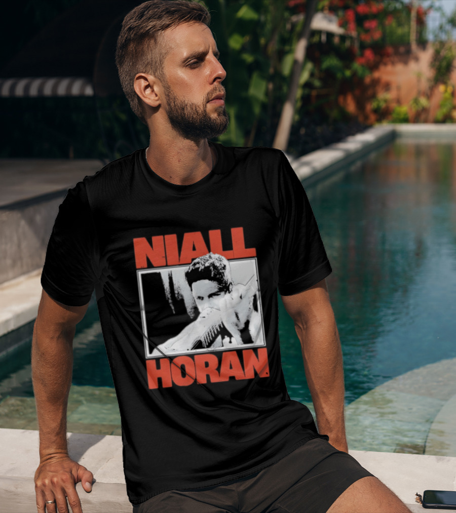 Niall Horan Playing Guitar Black And White T-Shirt