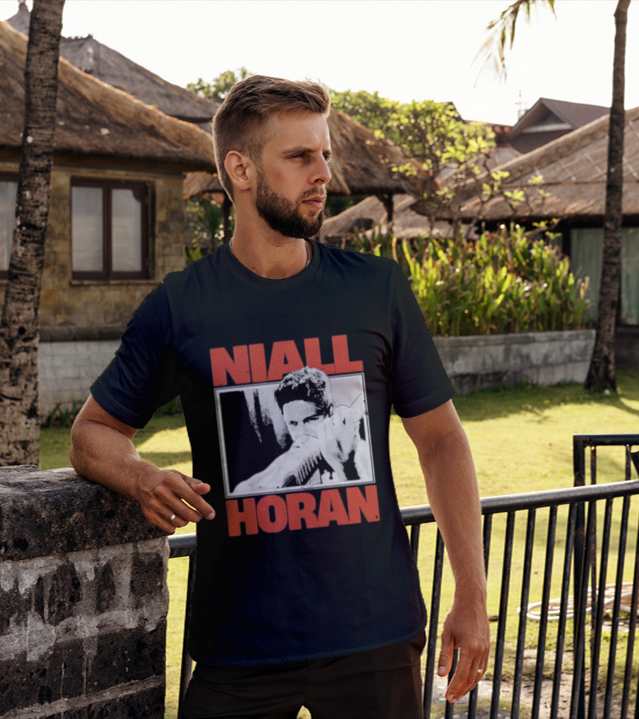 Niall Horan Playing Guitar Black And White T-Shirt