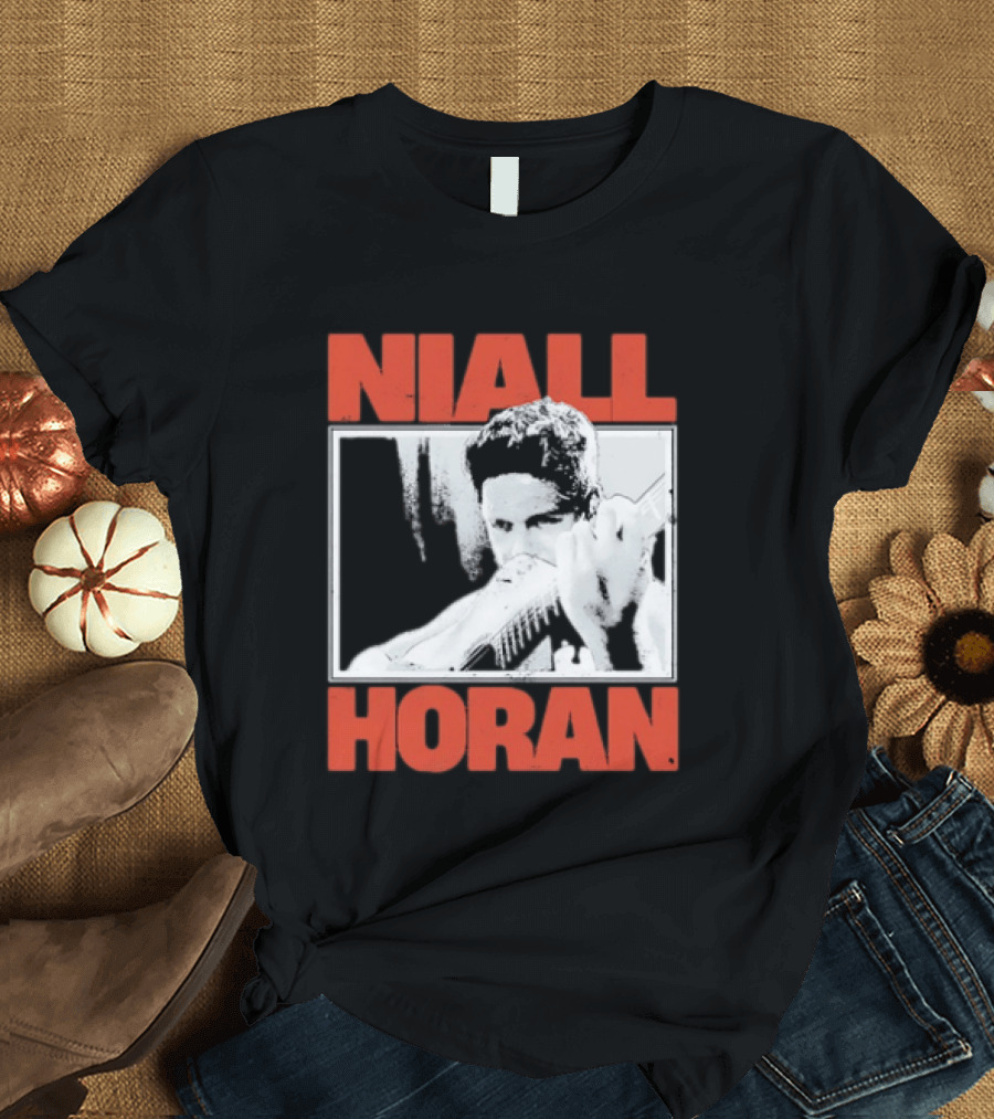 Niall Horan Playing Guitar Black And White T-Shirt