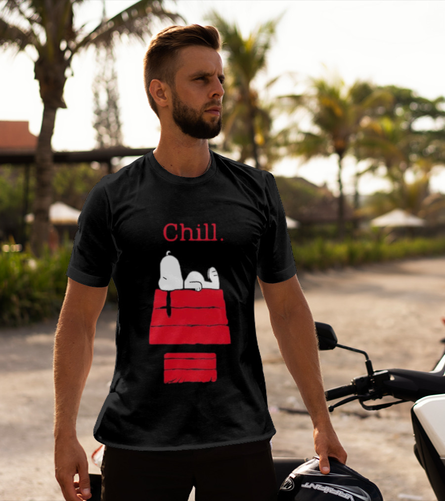 Peanuts Snoopy Chill Relaxing On Red Doghouse T-Shirt