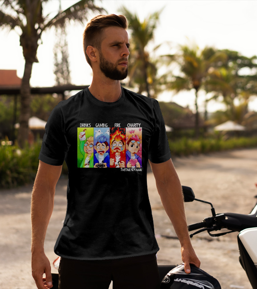 TheOnlyRyann Drinks Gaming Fire Charity Panel T-Shirt