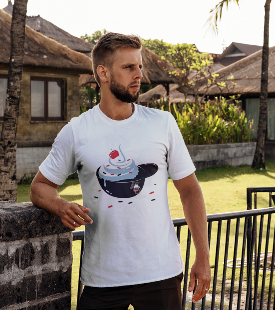 Baseballism Ice Cream Helmet Sundae With Cherry Baseball T-Shirt