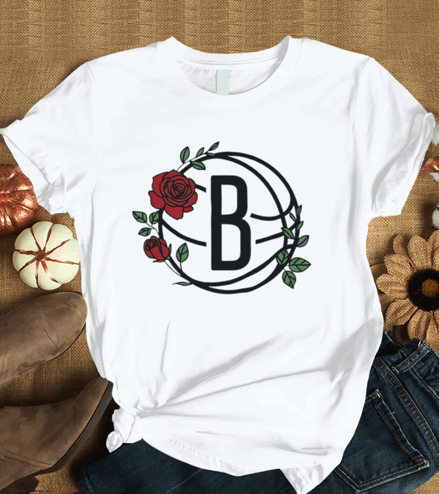 Brooklyn Nets Floral Basketball Rose B T-Shirt