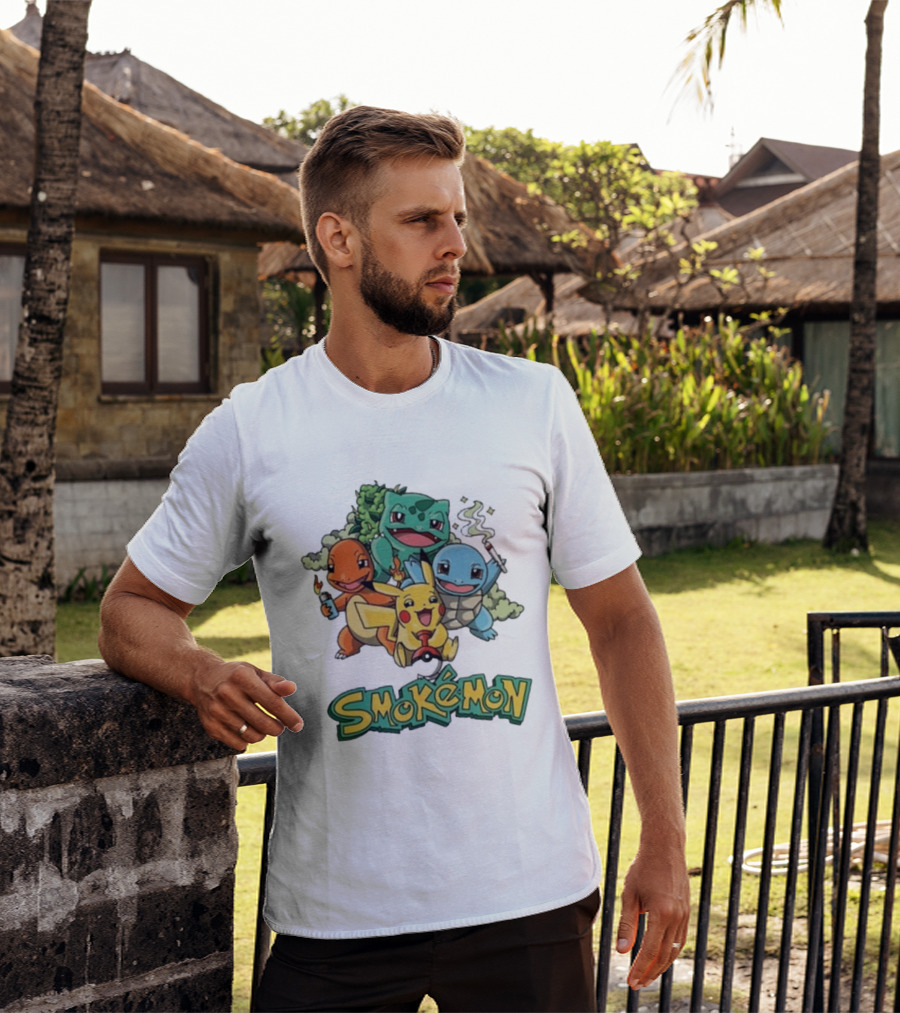 Smokemon Pikachu Charmander Squirtle Bulbasaur Fun T-Shirt