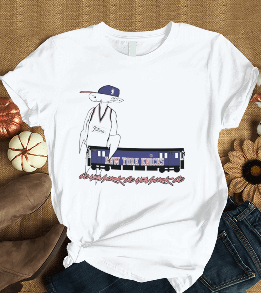 Futura New York Knicks Go New York Go Subway Train Basketball T-Shirt