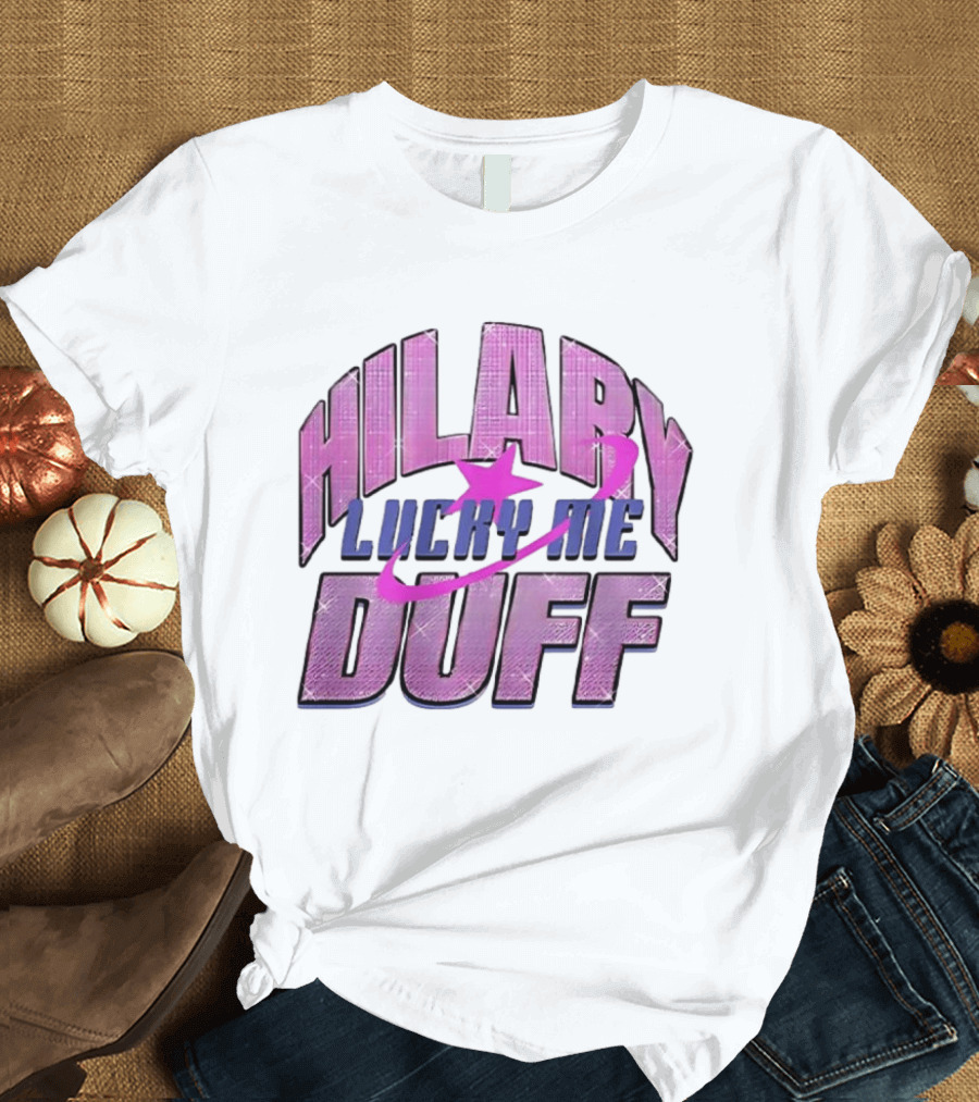 Hilary Duff Lucky Me Pink Glitter Star Planet Pop Singer T-Shirt