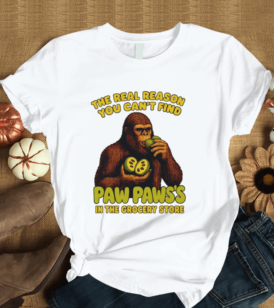 Pawpaw Fruit Mystery Sasquatch Eating Pawpaws In Grocery Store T-Shirt