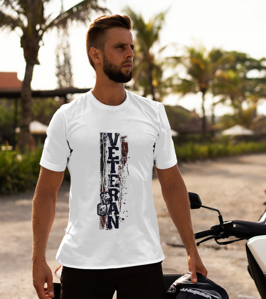 Veteran Dog Tags Distressed American Flag Honor T-Shirt