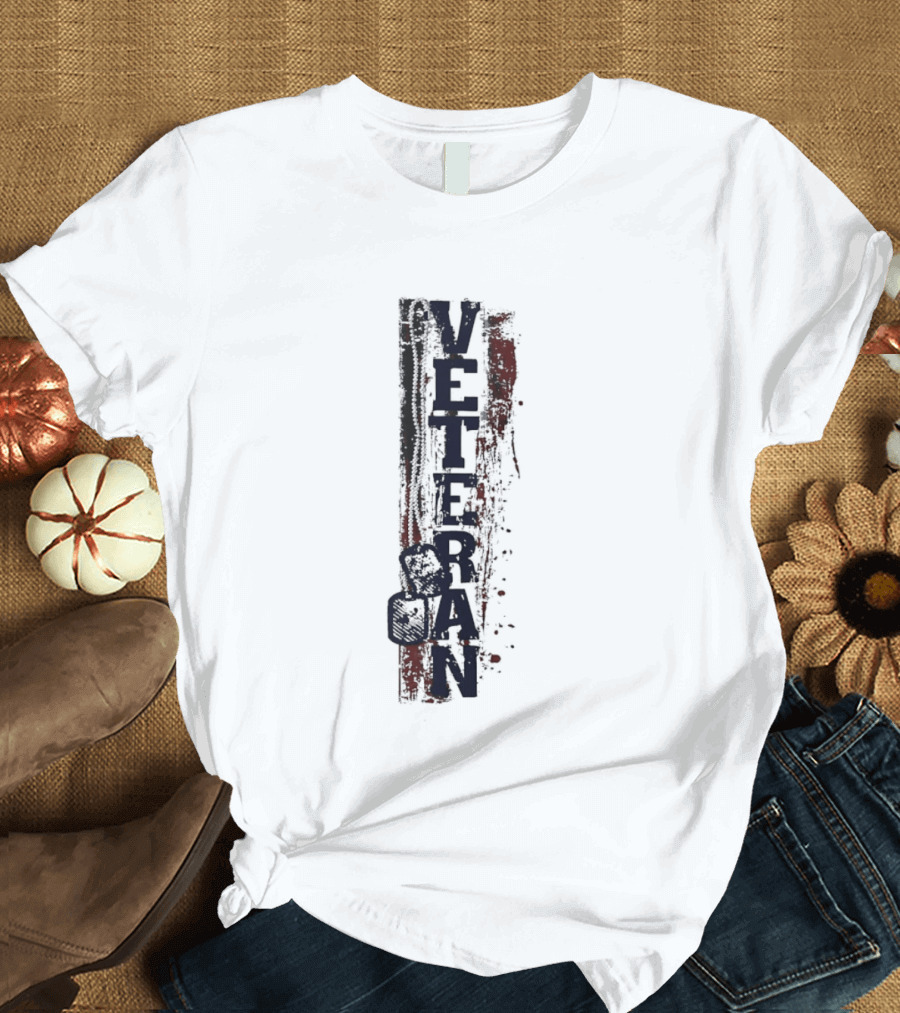 Veteran Dog Tags Distressed American Flag Honor T-Shirt