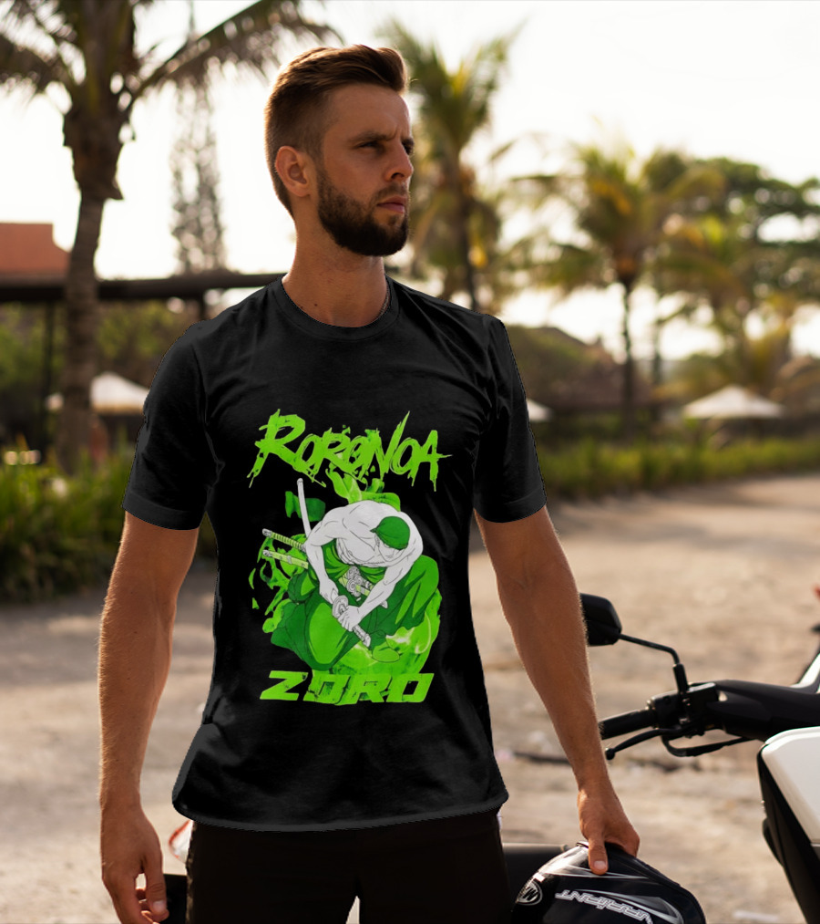 Roronoa Zoro Sword Fighter Anime Drawing T-Shirt