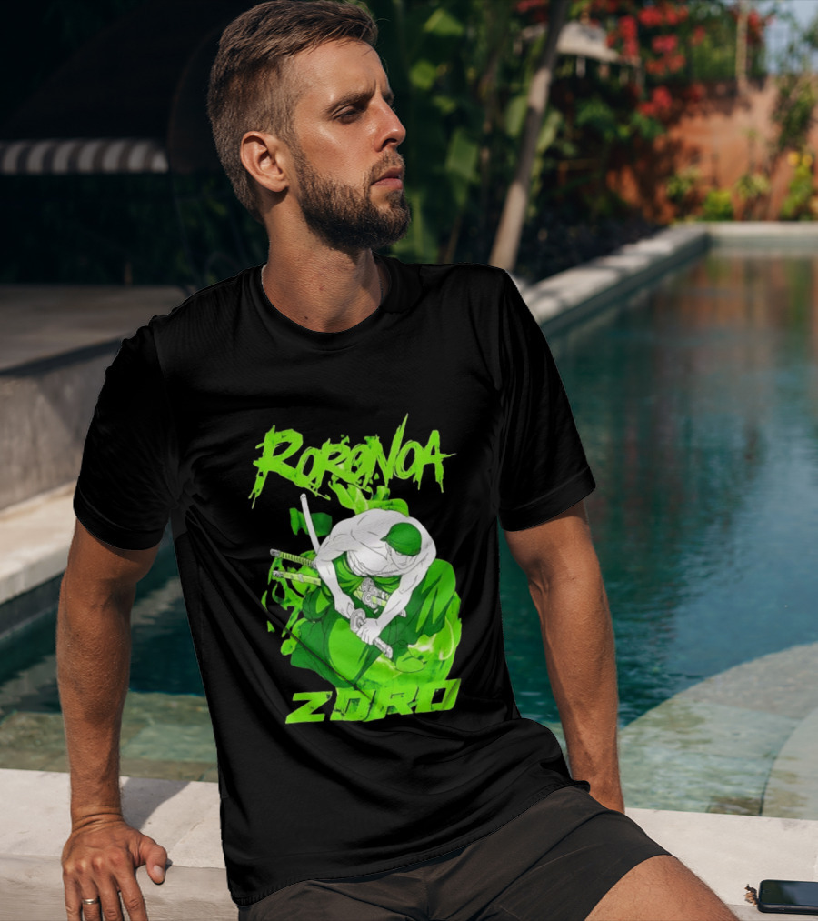 Roronoa Zoro Sword Fighter Anime Drawing T-Shirt