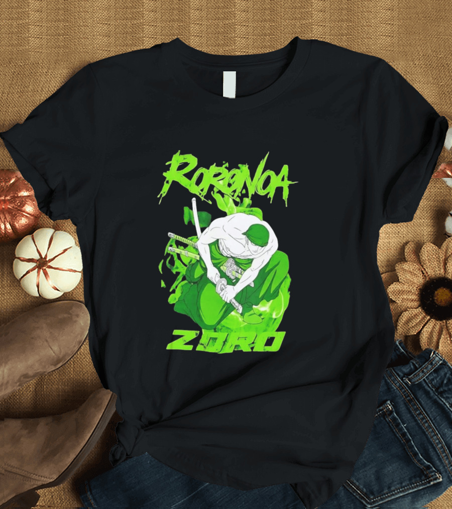 Roronoa Zoro Sword Fighter Anime Drawing T-Shirt