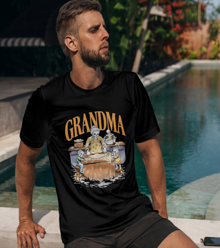 Grandma Baking Fun Skeleton Kitchen Flour Playtime T-Shirt