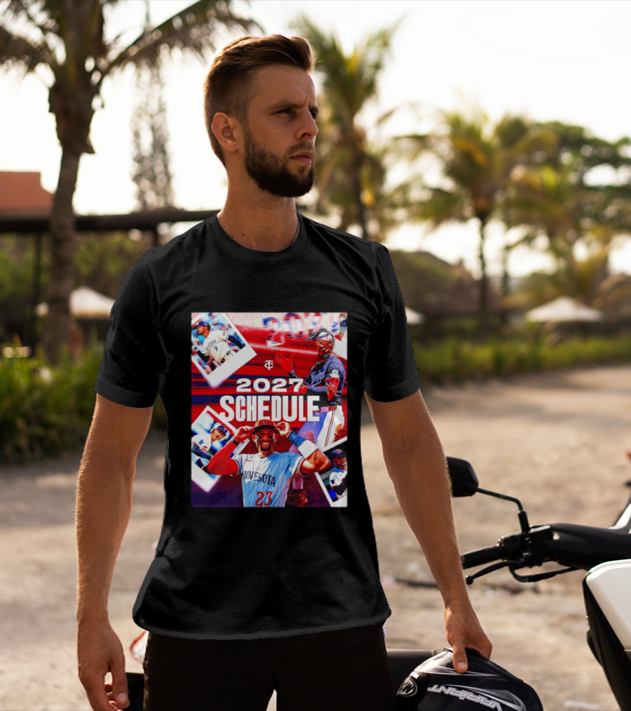 Minnesota Twins 2027 Schedule Collage With Players And Photos T-Shirt