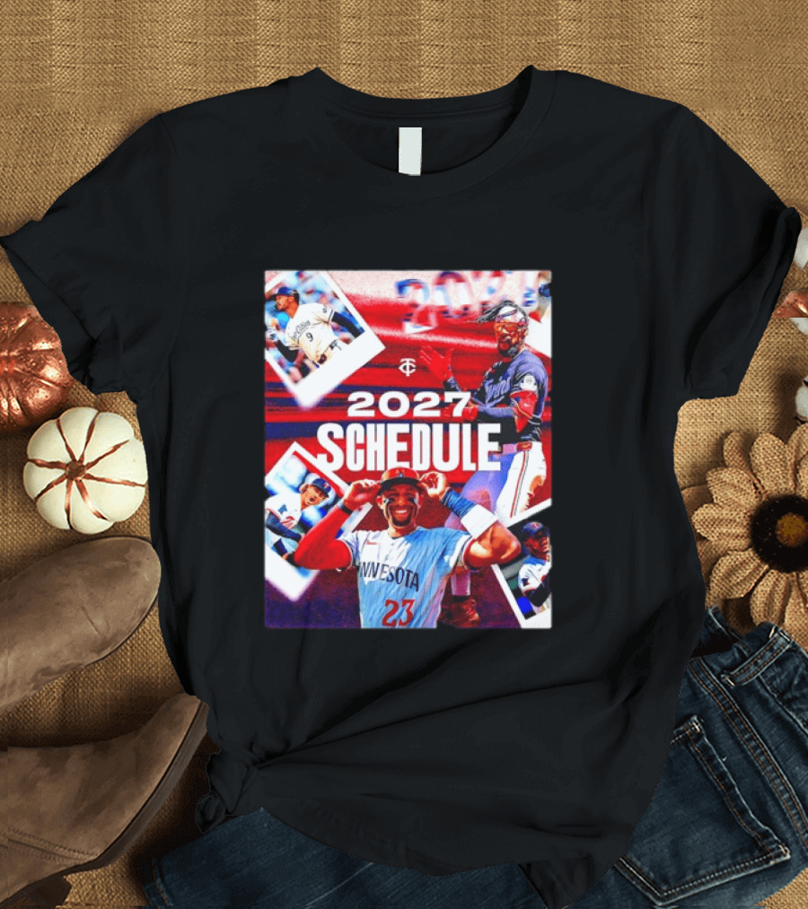Minnesota Twins 2027 Schedule Collage With Players And Photos T-Shirt