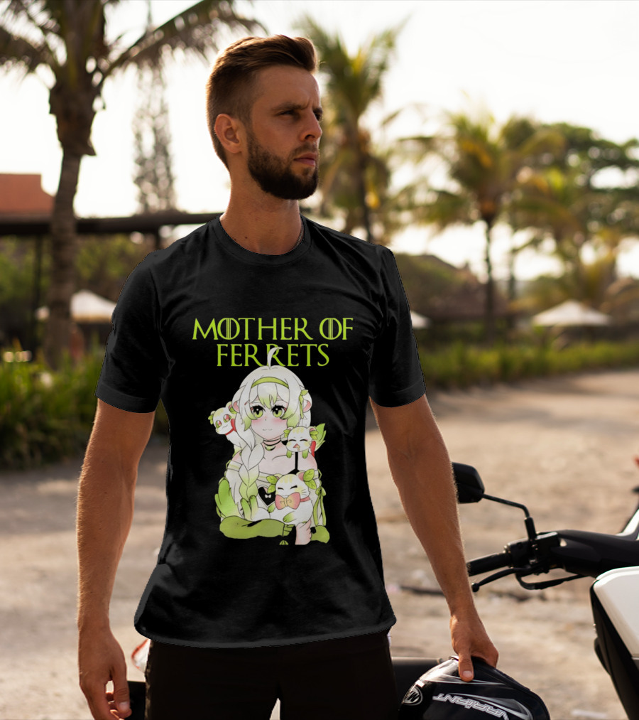 Mother Of Ferrets Anime Girl Ferret Lover Cute Kawaii T-Shirt