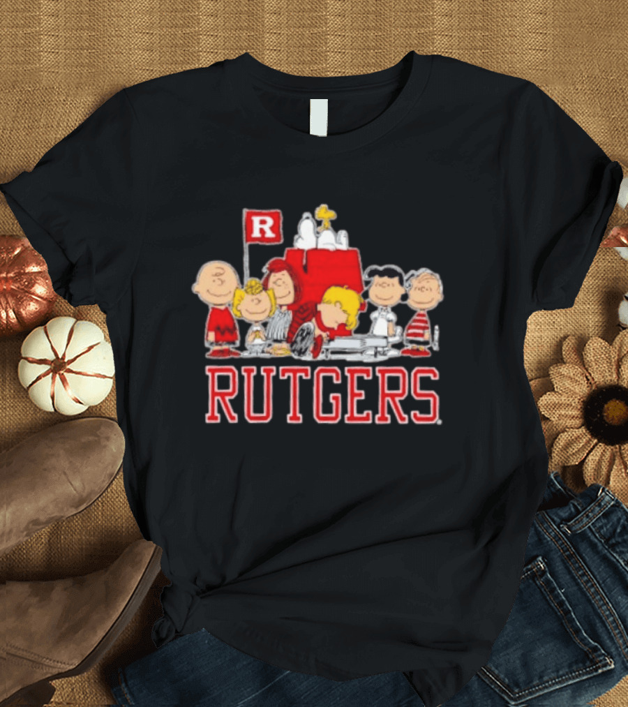 Peanuts Characters Rutgers Scarlet Knights Snoopy Woodstock Lucy Charlie Brown T-Shirt