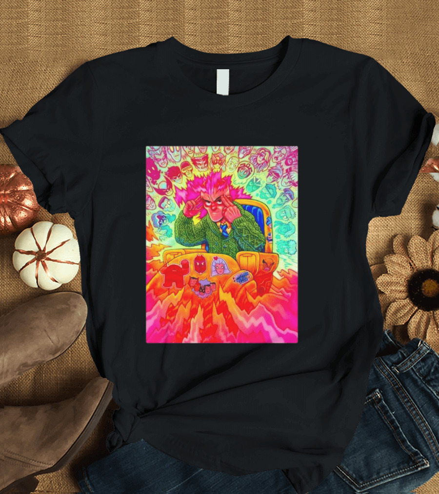 Professor X Dazzler World Tour X Men Collage Psychedelic Comic Art Marvel Characters T-Shirt