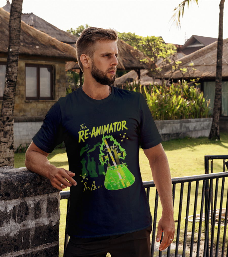 The Re Animator It's Alive Green Lab Flask Horror Film T-Shirt