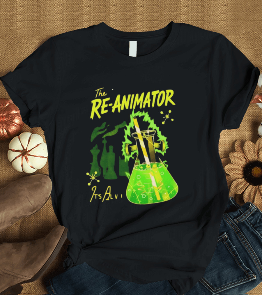 The Re Animator It's Alive Green Lab Flask Horror Film T-Shirt