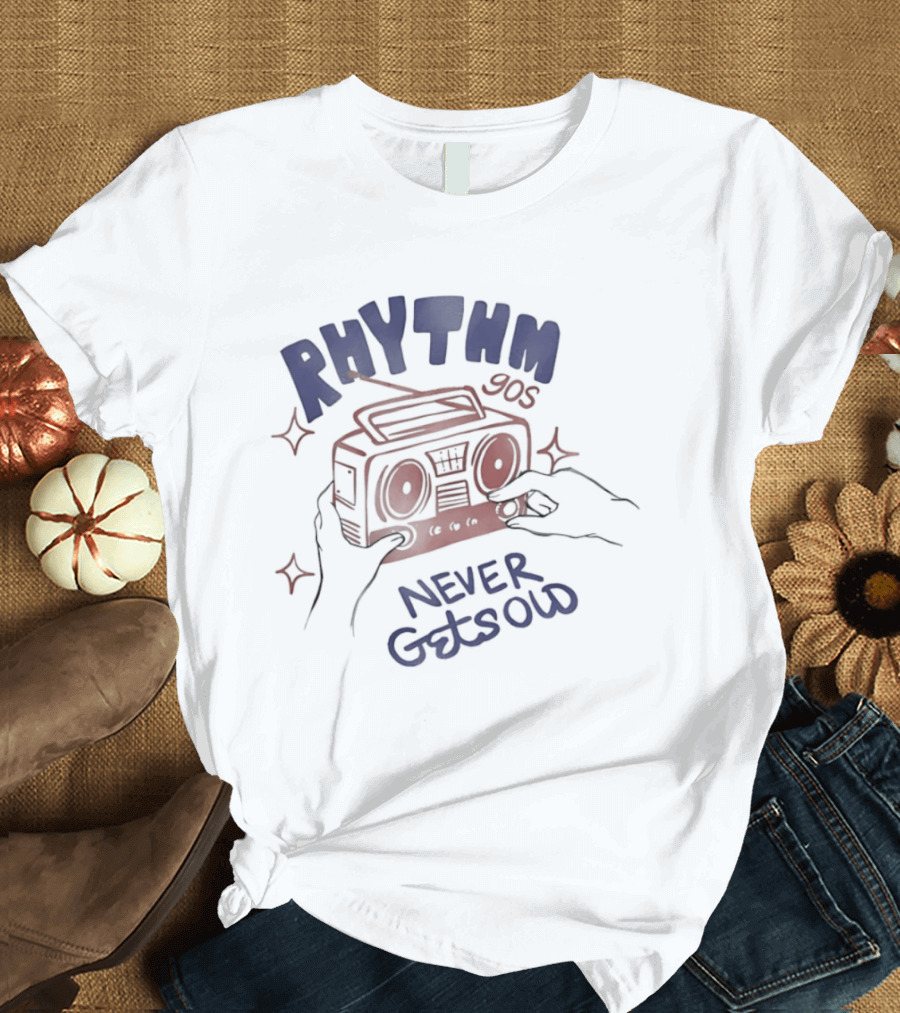 Rhythm 90s Boombox Never Gets Old Retro Music Vibes T-Shirt