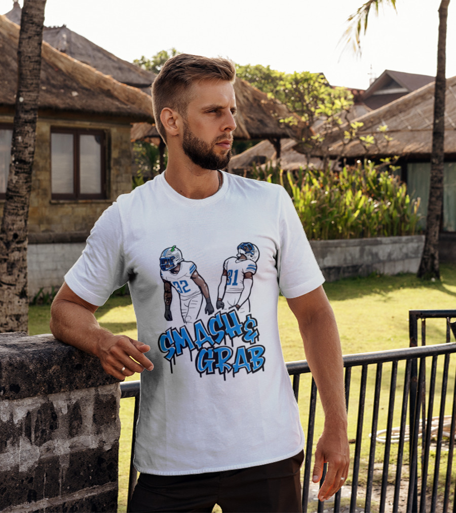 Detroit Lions Smash And Grab Football Players 32 And 31 Sports Fan Gear T-Shirt