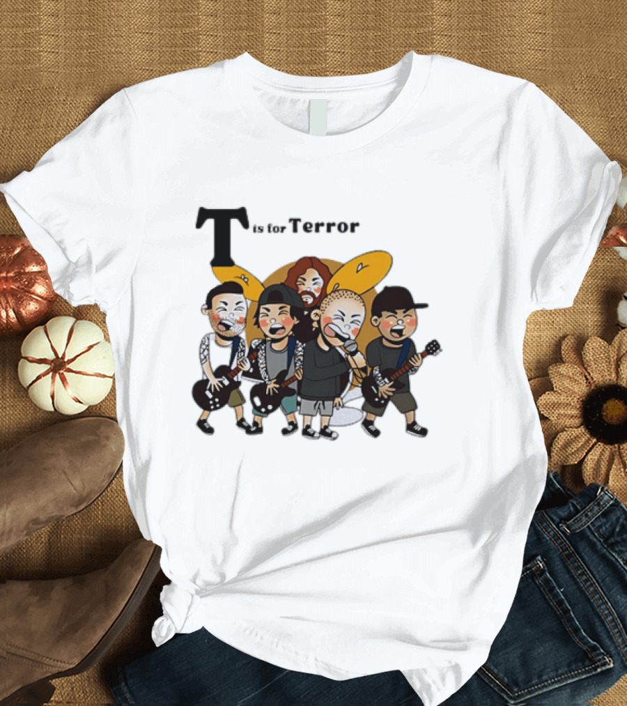 T Is For Terror Cartoon Punk Rock Band Music T-Shirt