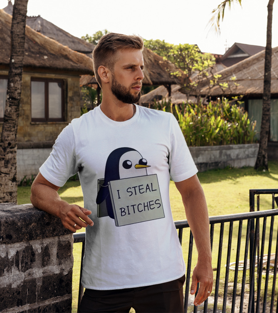 Gunter The Penguin I Steal Bitches Adventure Time Iconic Character Humor T-Shirt