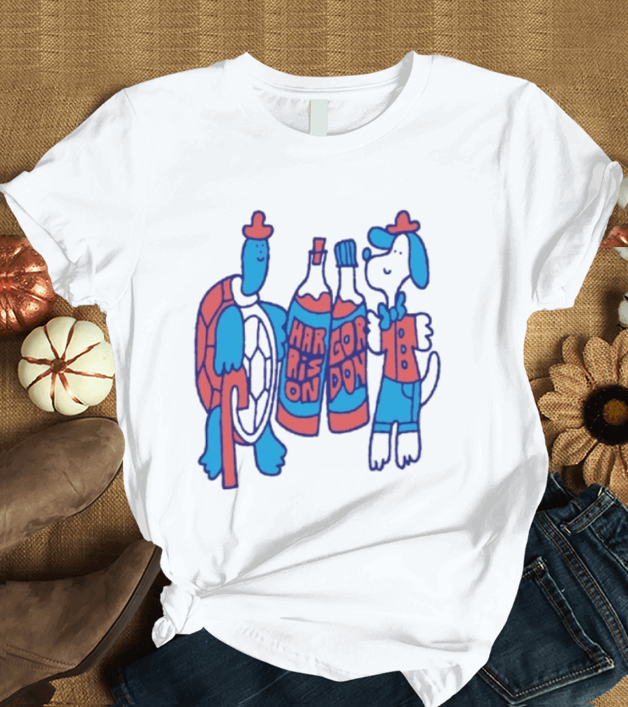 Harrison Gordon Honey TV Turtle Dog Duo With Bottles T-Shirt