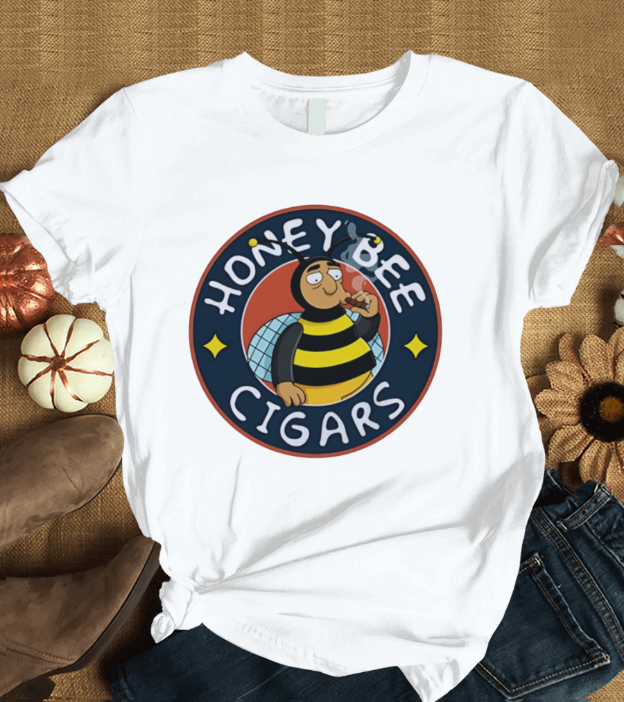 Honey Bee Cigars Smoking Cartoon Bee T-Shirt