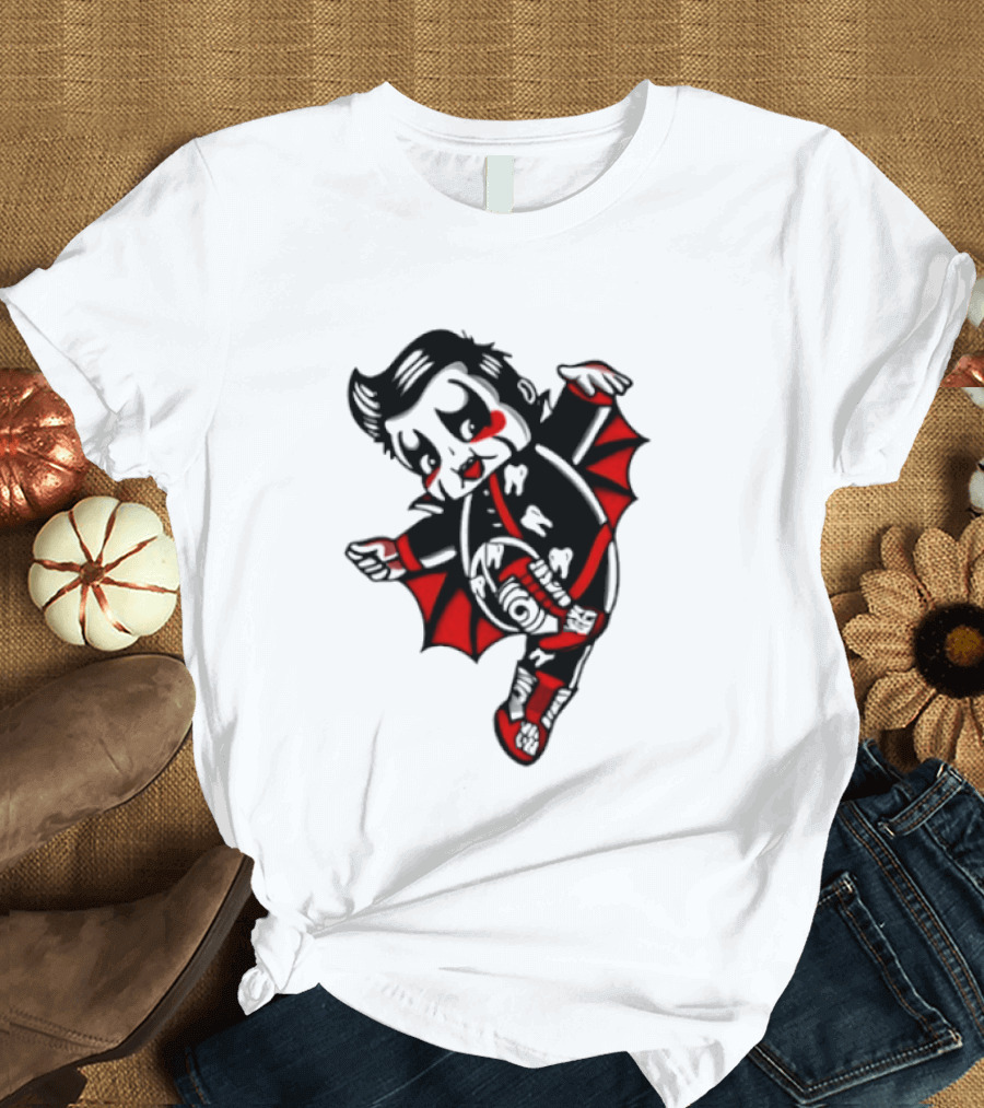 Little Vampire Kewpie Doll With Wings Teeth And Red Details T-Shirt