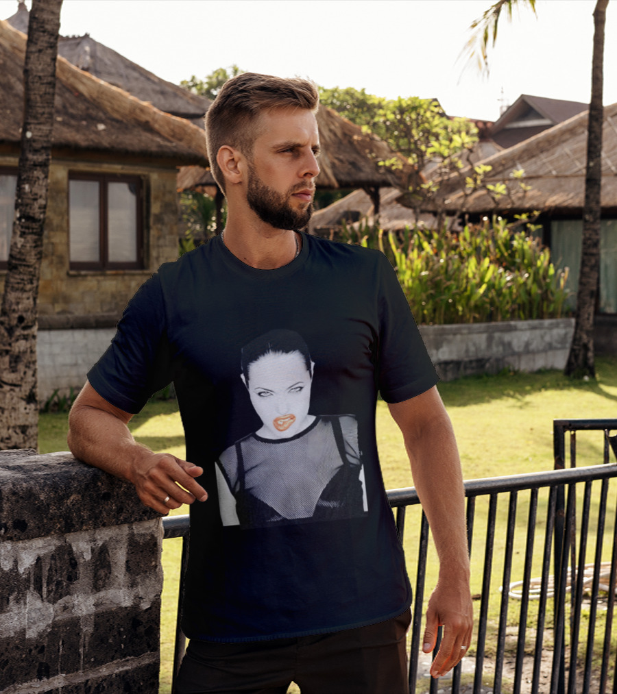 Angelina Jolie Black And White Pop Culture Fashion T-Shirt