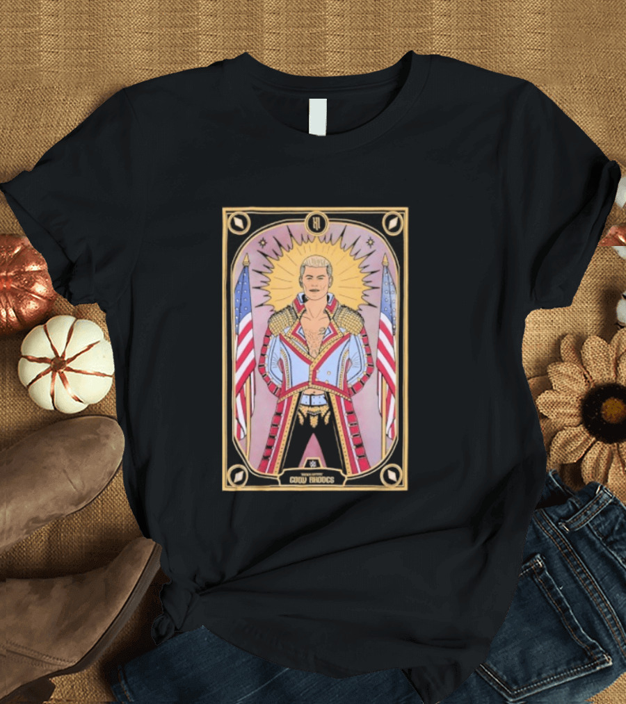 Cody Rhodes WWE Tarot Card With American Flags And Sunburst T-Shirt