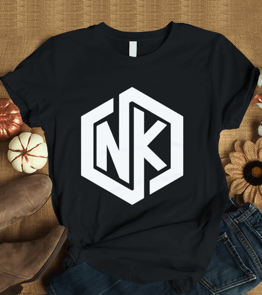 NK Minimalist Hexagon Symbol White Marble Effect T-Shirt