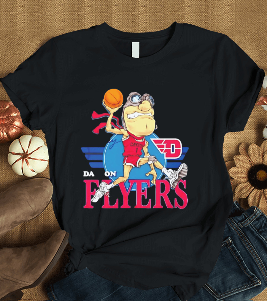 Dayton Flyers Rudy Dunking Basketball Cartoon T-Shirt