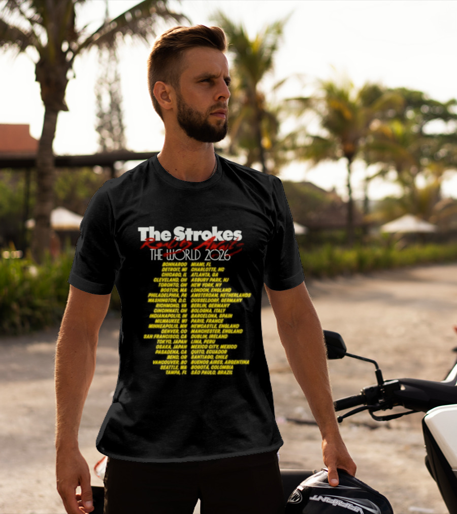 The Strokes Reality Awaits The World Tour 2024 Cities List T-Shirt