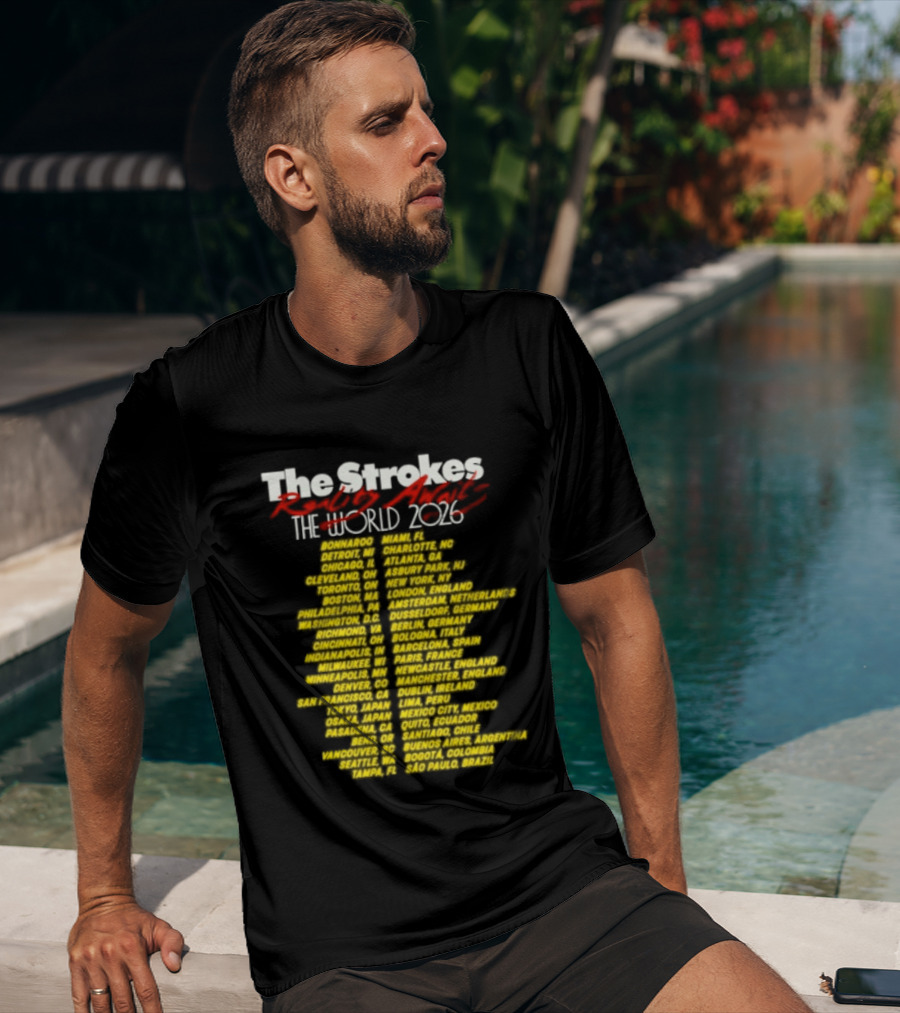 The Strokes Reality Awaits The World Tour 2024 Cities List T-Shirt
