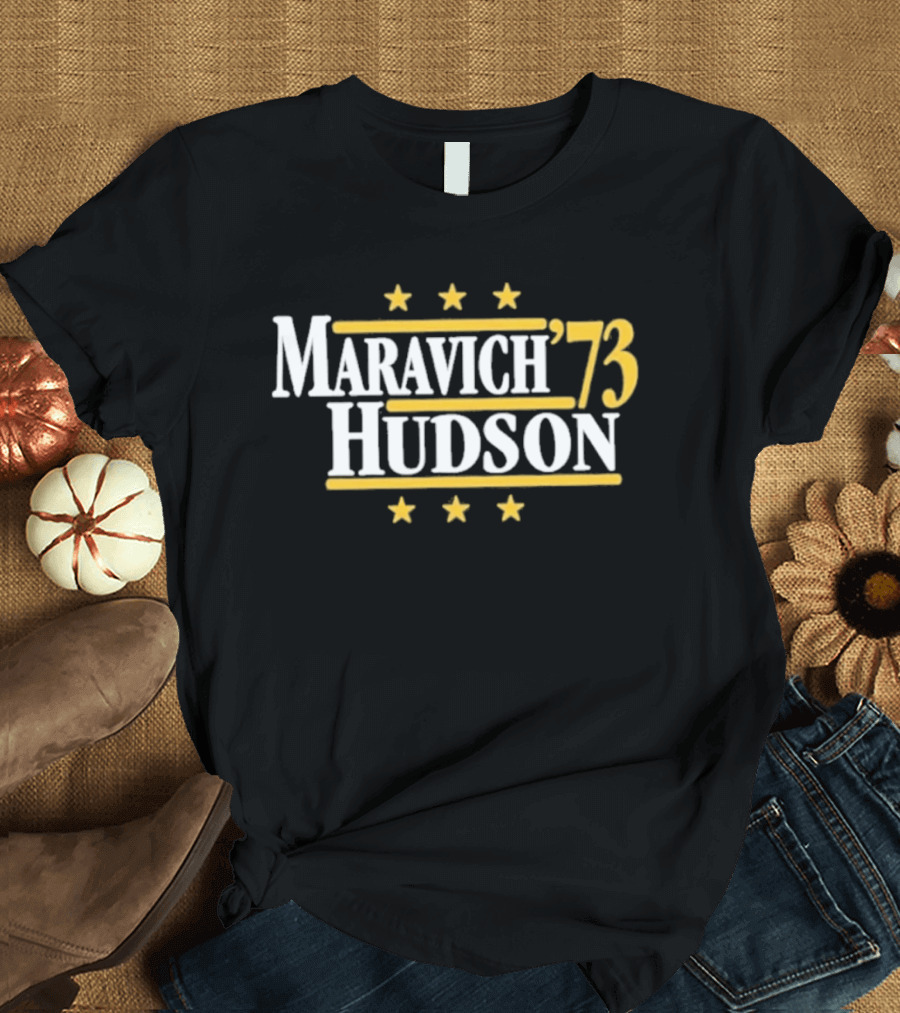 Maravich Hudson 1973 Atlanta Hawks Basketball Stars T-Shirt