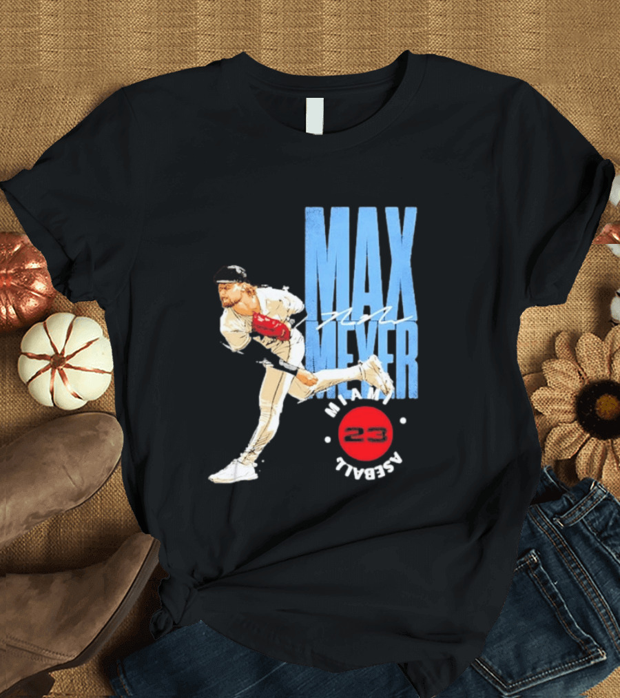 Max Meyer Miami Marlins Baseball 23 Stamp T-Shirt